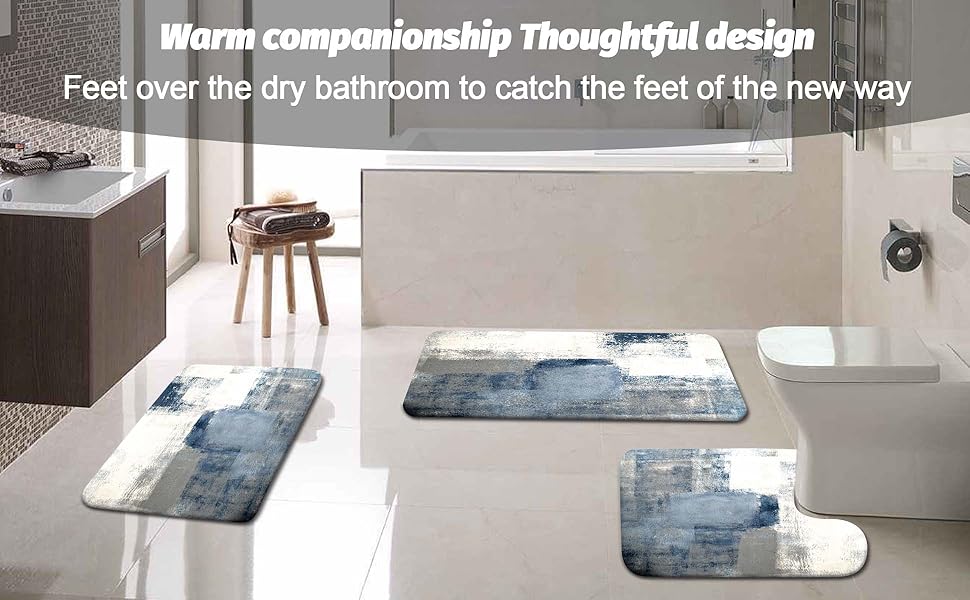 Lnond Bathroom Mats Rugs Sets 3 Piece,Large Rubber Non Slip