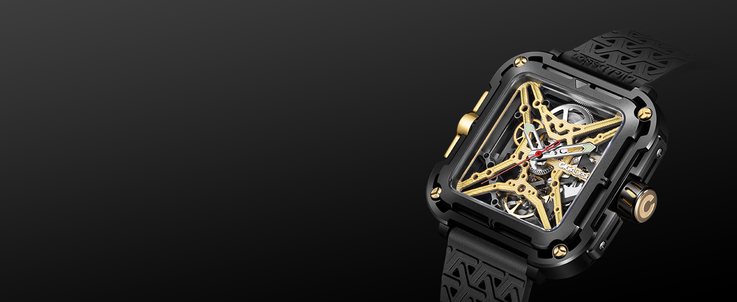 automatic skeleton mechanical wrist watch for men men's cool luxury watches titanium gold DLC