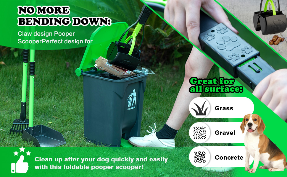 MXF Pooper Scooper Set, Dog Poop Trash Can for Outdoors