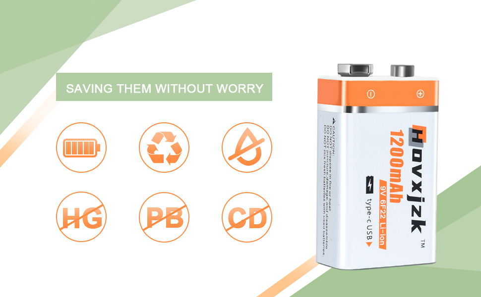 SENLIFANG USB Rechargeable 9V Lithium Batteries 1200mAh