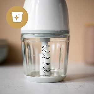 052f82d9-e21b-4871-b750-7aeb44d7e88e.__CR0,0,2000,2000_PT0_SX300_V1___ Tommee Tippee Quick-Chop Mini Baby Food Blender and Chopper for all Stages of Weaning, Durable Glass Bowl and Stainless Steel Blades, 500ml Capacity, 200W Motor, White and Clear, 1.0 count (447851)