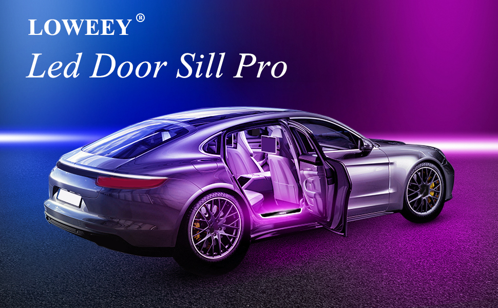 LOWEEY 4Pcs LED Door Sill Pro, Wireless Car Door Lights, Bloomcar LED Door Sill with