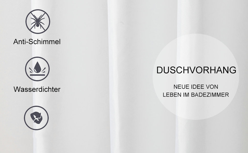 Daesar Douchegordijn 100 x 180, douchegordijn, schimmelwerend, zwarte