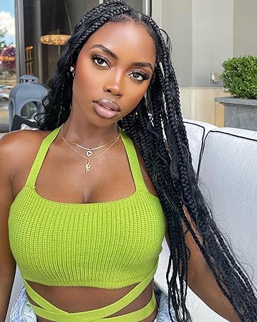Knotless Boho Braided Wigs for Black Women Double Full Lace Boho Box Braid Wig Goddess Braided Wigs
