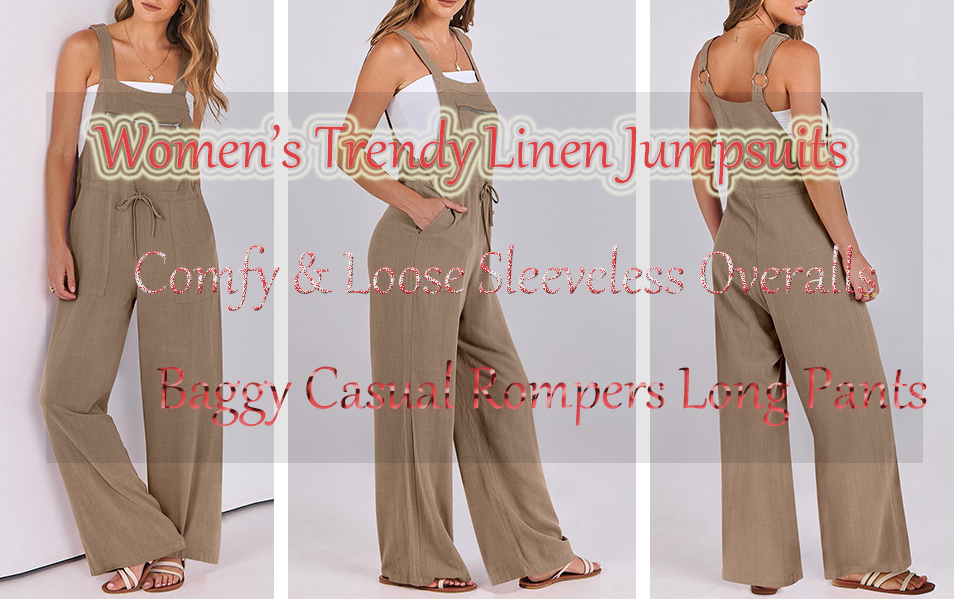 Amazon.com: Wide Leg Overalls for Women Summer Casual Linen
