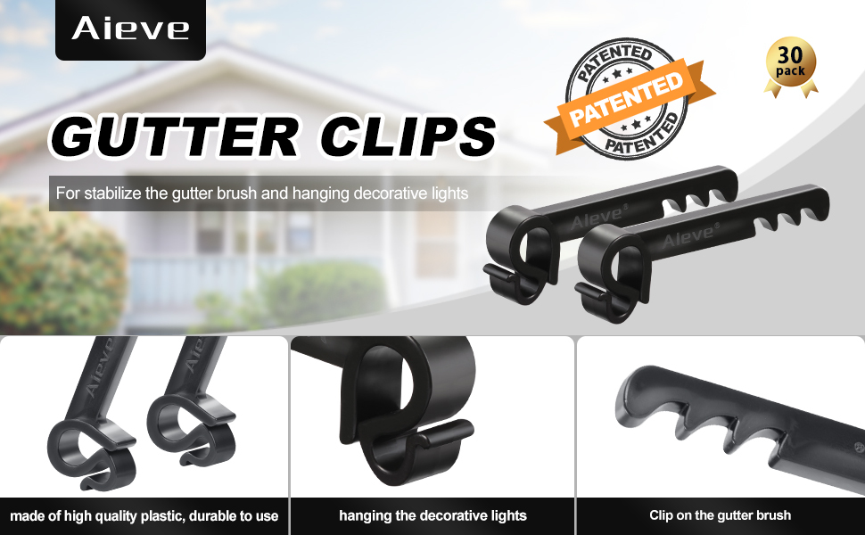 Aieve 30 Pack Gutter Brush Clips, Gutter Guard Clips, Gutter Brush Leaf