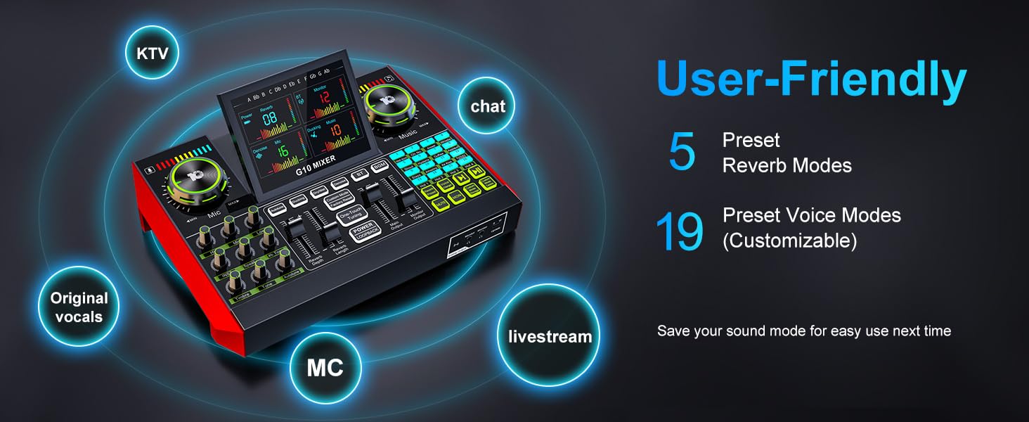 audio mixer sound board usb audio interface live sound card podcast mixer