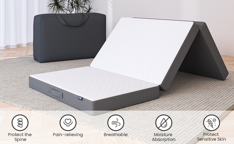 BedStory Folding Mattress with Carry Bag, 4 Inch Foldable Mattress