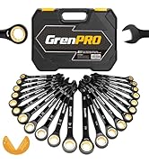 GRENPRO Ratcheting Wrenches Set, Combination Wrench Sets With Organizer Box, 23PC SAE & Metric An...