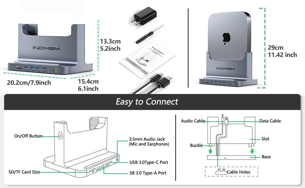 8 in 1 Mac Mini Dock for M1,Mac Mini Stand Docking Station