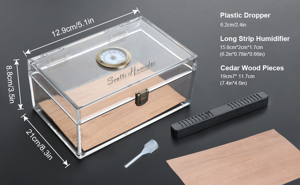 Scotte Acrylic Cigar Humidor Jar/case/Box with Humidifier and