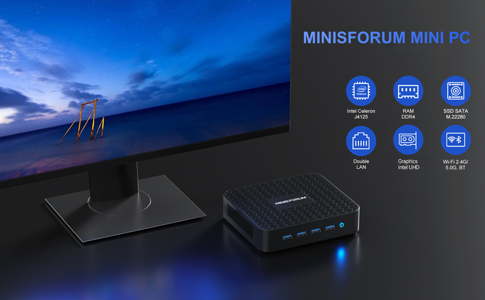 MINISFORUM GK41 Mini-pc 8 GB DDR4 128 GB SSD met Celeron J4125