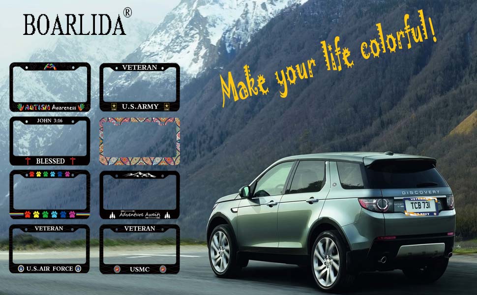 BOARLIDA Veteran US Air Force Design License Plate Frame