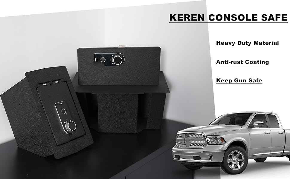 Center Console Safe Vault KEREN Console Gun Safe Box