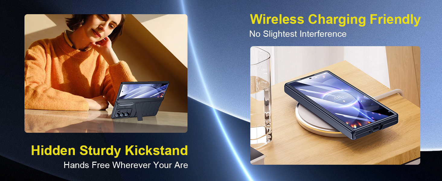 Kickstand: Integrated hidden kickstand for hands-free viewing and video calls.