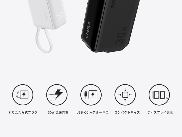 2個セット Anker Power Bank 30W USB-C 3in1 Anker アンカー モバイルバッテリー 小型 Power Bank (30W