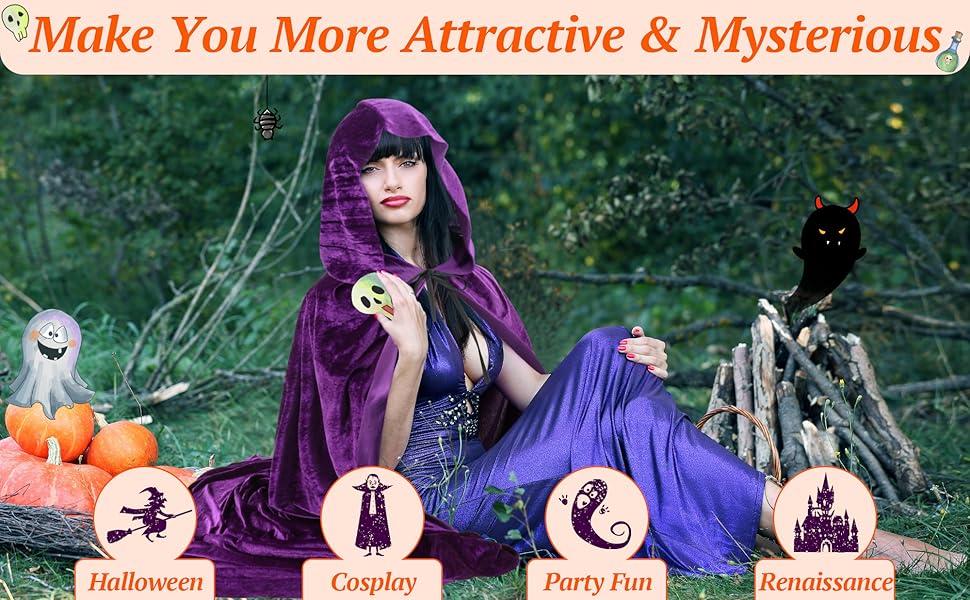 Hooded Cloak Velvet Cloak with Hood Full Length Hooded Cape