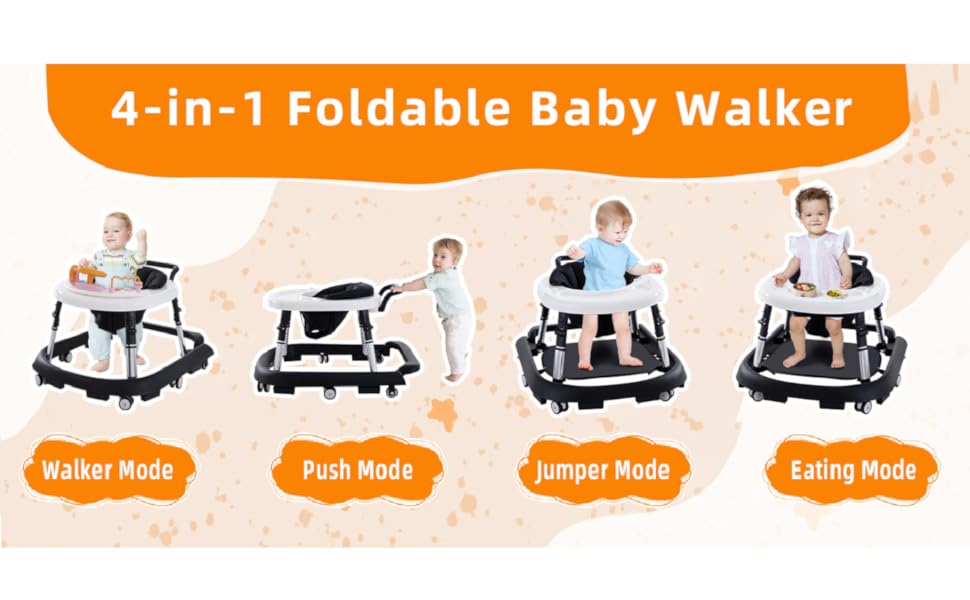 4-in-1 Foldable Baby Walker