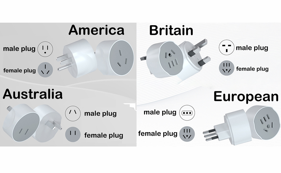 ELE3ST World Travel Power Adapter, 4 in 1 Portable Combination Travel