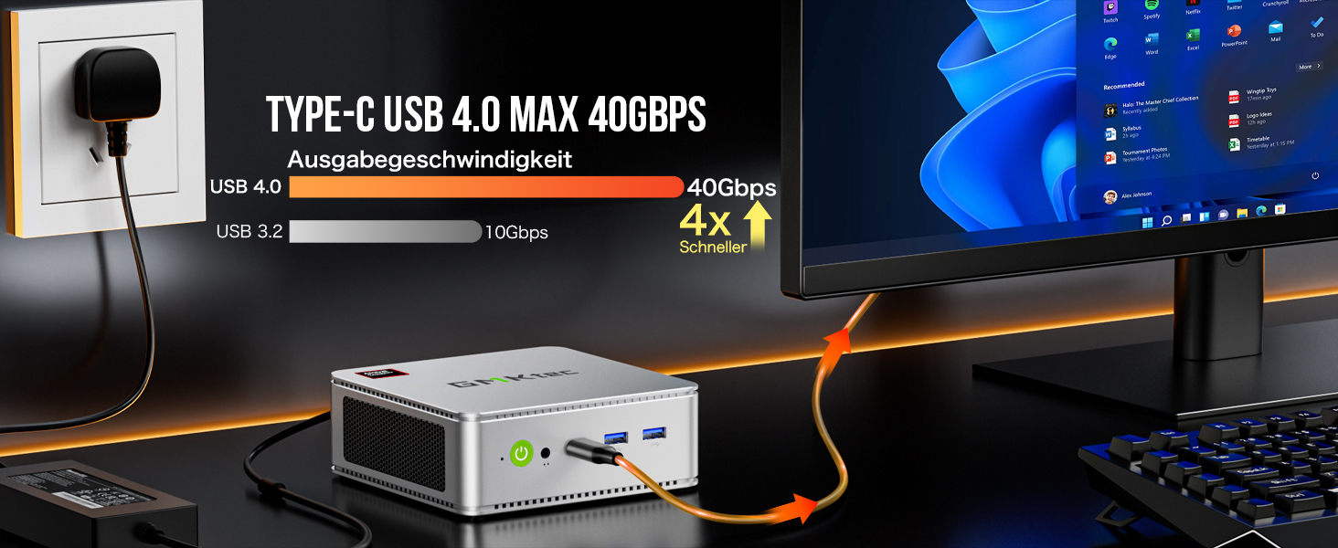 GMKtec K8 Gaming Mini PC Preinstalled Windows 11 Pro Dual LAN 2.5Gbps AMD Ryzen 7 8845HS Desktop Computer, 32GB DDR5 Dual Channel (16GB*2) 1TB PCIe4.0 SSD, USB4.0, HDMI, DP, USB-C, WiFi 6E, BT 5.2 12 Ryzen 7 Mini PC