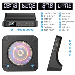 Amazon.co.jp: Qoosea CDプレーヤー 卓上置き式 多機能