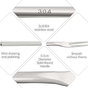 8.7"/22cm Stainless Steel 2-Tines Fruit Dessert Fork,Pickle Salad Ice Cream Fork