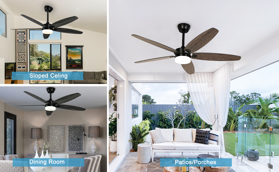 Ohniyou 52" Ceiling Fan with Lights and Remote, Reversible Ceiling Fan