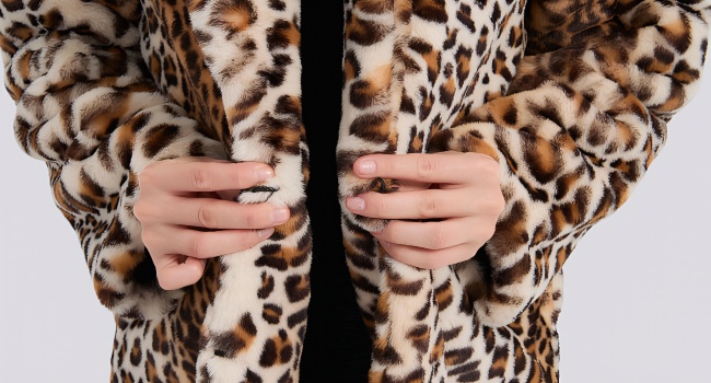 DJBM Women's Sexy Elegant Vintage Leopard Print Lapel Faux Fur