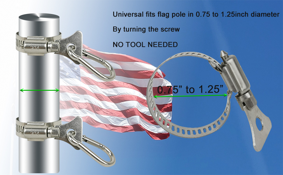 Buraku Flag Clips with Carabiner Flag Pole Clips Mount for