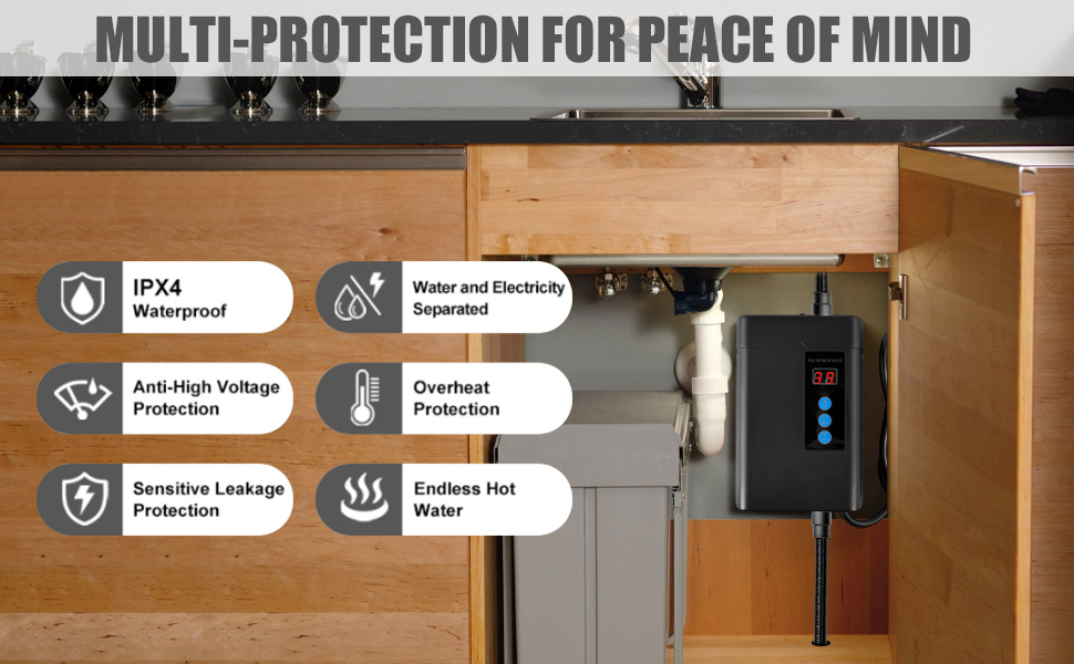 Tankless Water Heater Electric, 3000W 110V Compact Electric Water