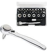 Sharden 1/4 Mini Ratchet Set 28pcs Right Angle Screwdriver and Bit with Metric Socket Set, 72 Too...