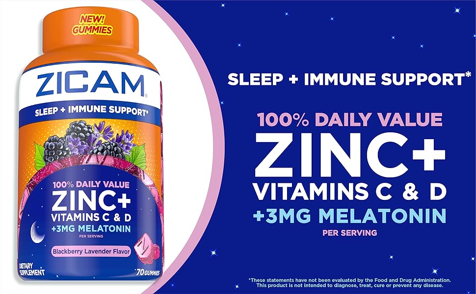 Zicam Sleep + Immune Support. Zinc, Gummy Supplement
