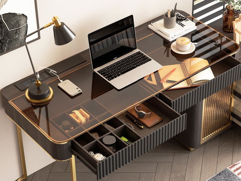 Glass top office desk