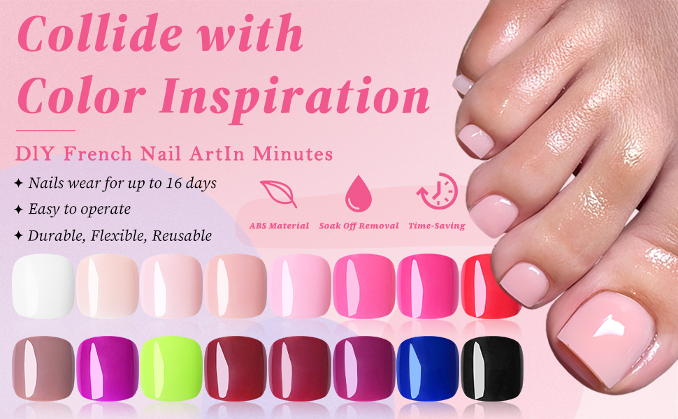 black toenails press ons nail white glue on toenails women toenail tips pink fake toenails blue