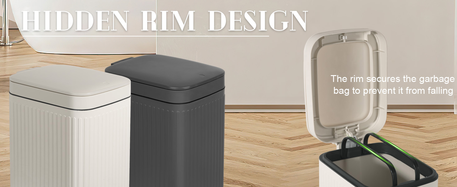 rejomiik Small Bathroom Trash Can with Lid Slim Soft Close