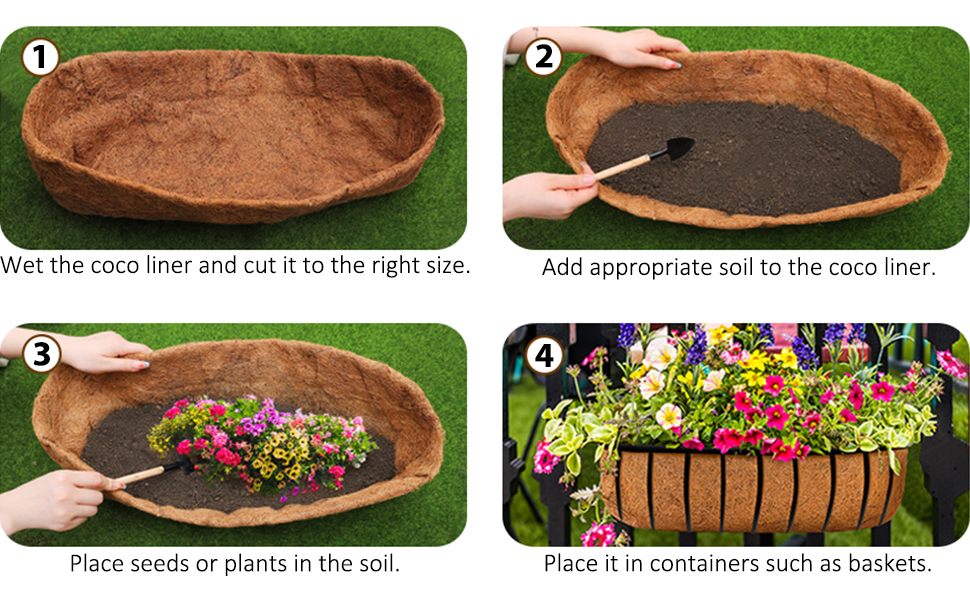 3Pack 30 Inch Window Box Planters with Coco Liners