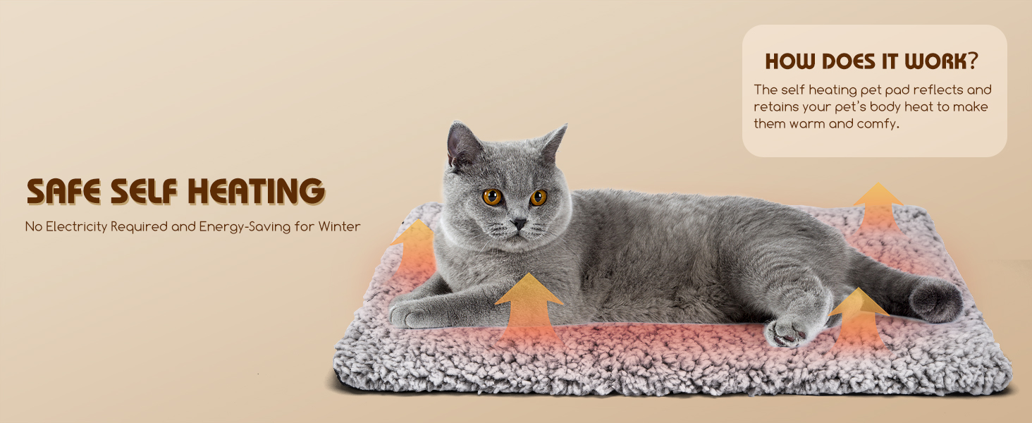 Nobleza Self Heating Cat Bed, Soft Warm Self Heating Pet Pad, Safe
