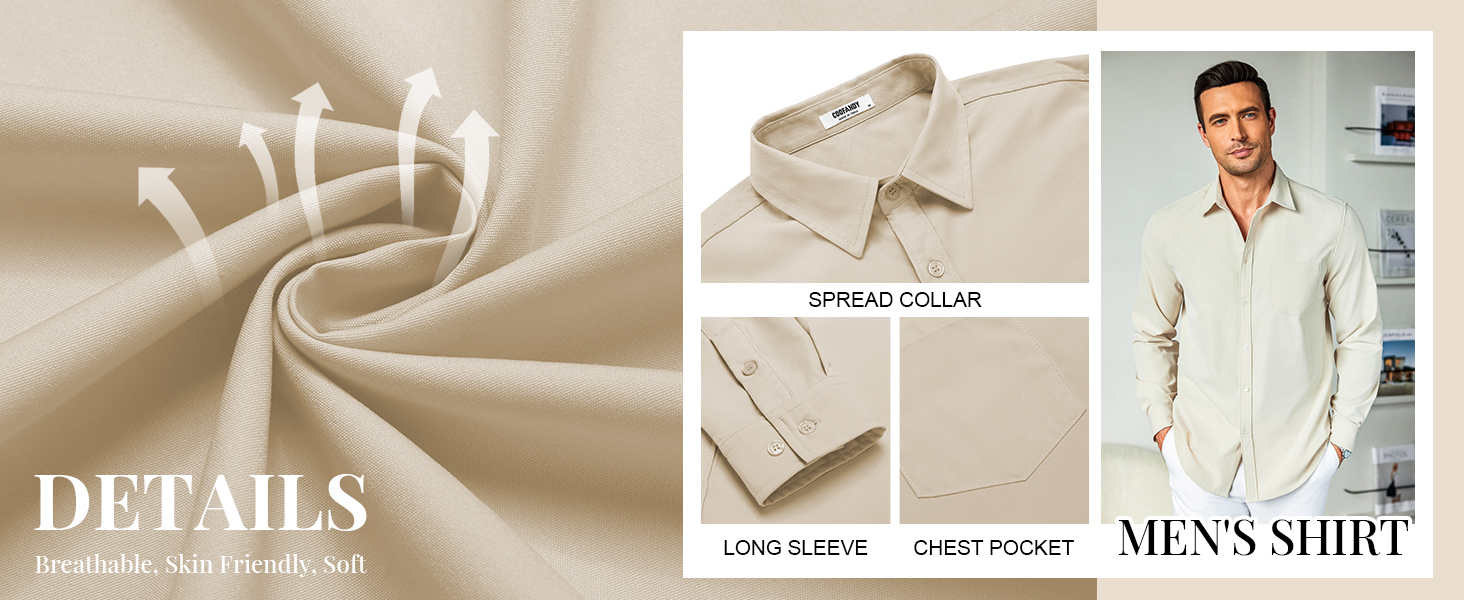 COOFANDY Men's Button Down Long Sleeve Shirt Casual Untucked Dress Shirts