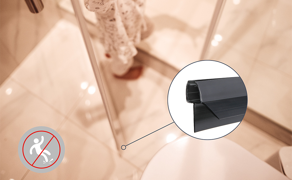 Joint de douche 2 x 100 cm Noir Pour 5 mm 6 mm Avec lèvres en