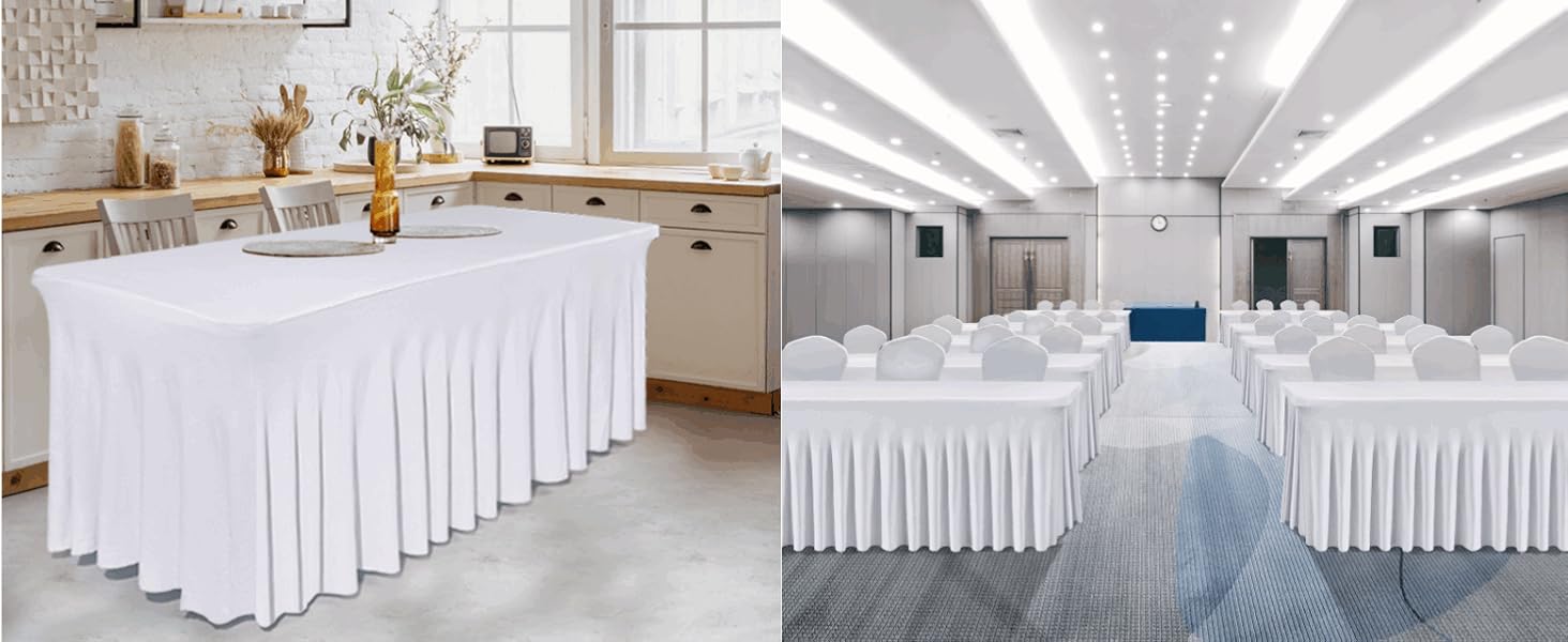 BDDC 2 Pack Table Skirts for Rectangle Tables 8ft One