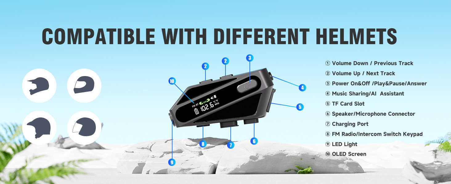 C6 EDYELL Motorcycle Bluetooth Headset