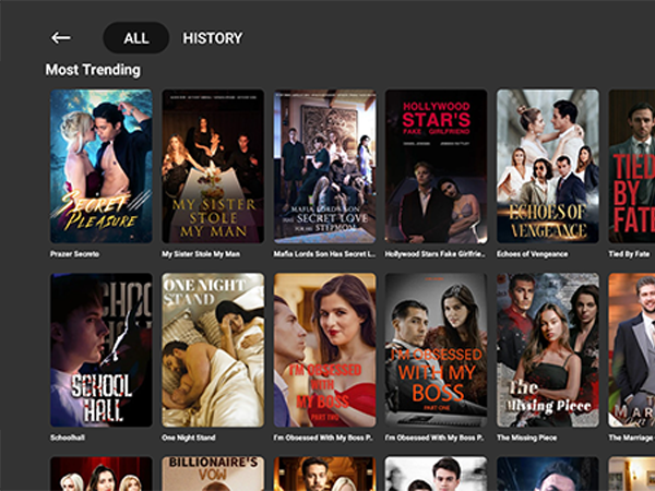 Streaming service interface showing multiple movie/show thumbnails in a grid layout with 'Most Trending' section visible.
