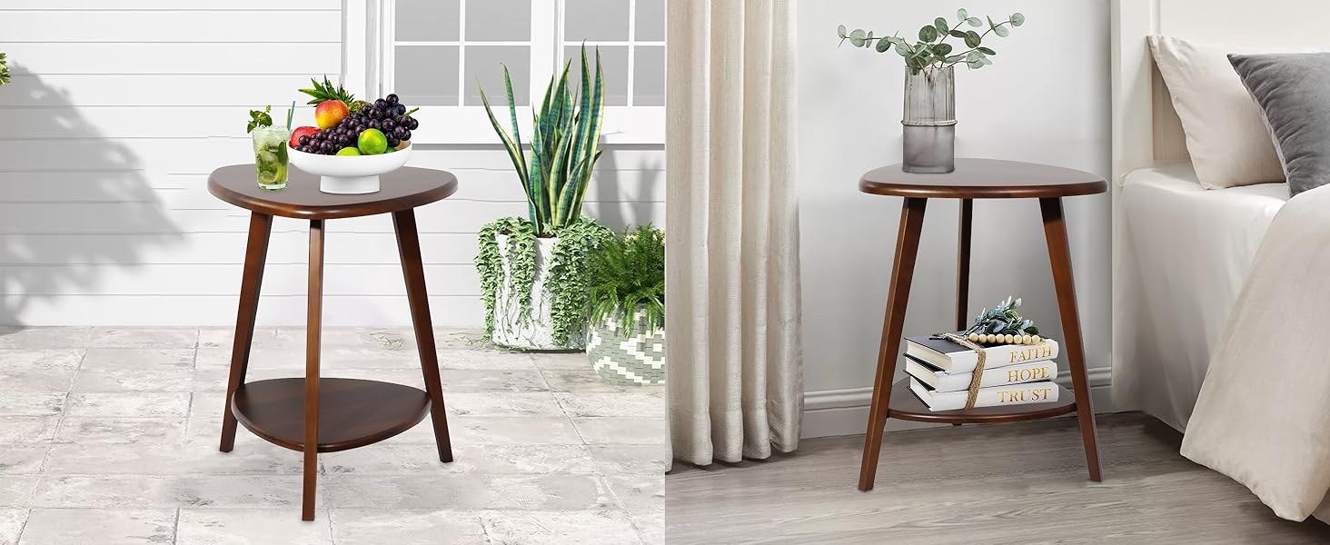 FANTERSI Modern Side Table, Wood Side Table with Storage