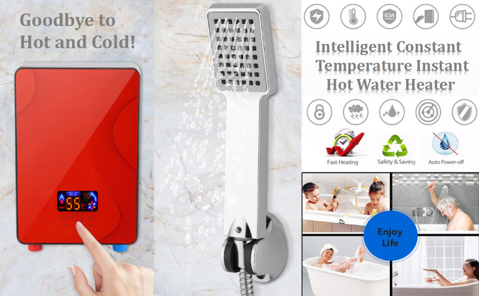 Electric Tankless Water Heater, 220V 6500W Instant Water Heater with