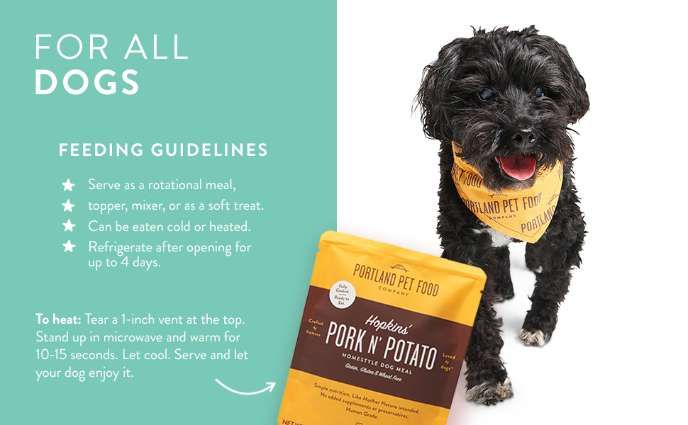 For all dogs, feeding guidelines, serve as a rotational topper, mixer or ad hoc meal