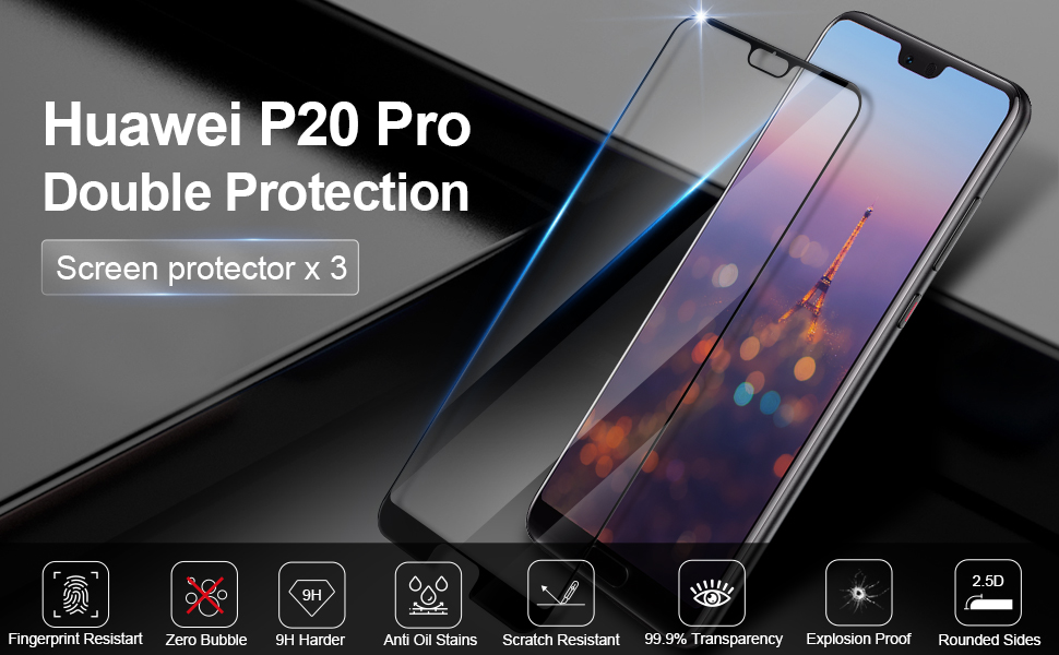 GiiYoon3 PACK Screen Protector for Huawei P20 Pro Tempered Glass [HD