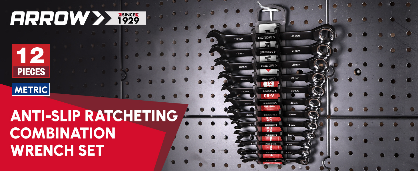 12PCS ANTI-SLIP RATCHETING COMBINATION WRENCH SET
