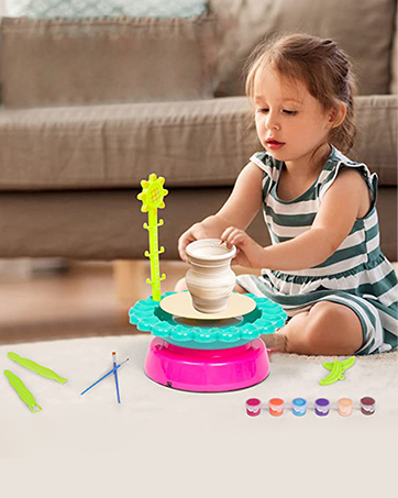 Pottery Wheel for Kids, Pottery Wheel Kit with Electric Motor,Air Dry Clay,ApronII Pottery IKit for Kids Boys and Girls Green 18 toys