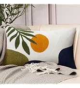 Adabana Boho Lumbar Throw Pillow Cover 12x20 Inch Tufted Bohemian Decorative Pillows for Bed Couc...