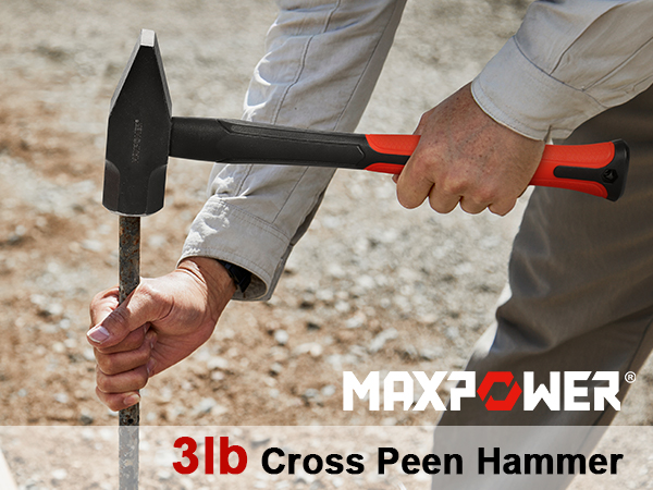 MAXPOWER 3LB Cross Pein Hammer, with 12-7/8